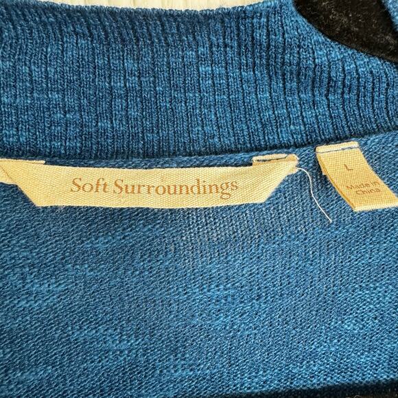 Soft Surroundings Playa Bonita Teal Blue Viscose Blend Open Knit Cardigan Sz Lg - Picture 3 of 6
